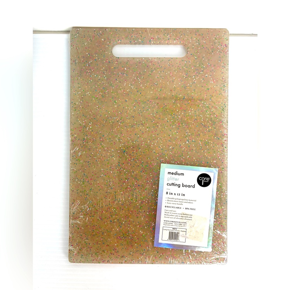 New Core Kitchen Cutting Poly Board RAINBOW Glitter Medium Size 8”x12”